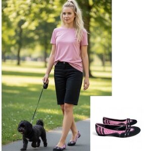 Pink and Black Flats Loafers sneakers with Buckle Detail 9